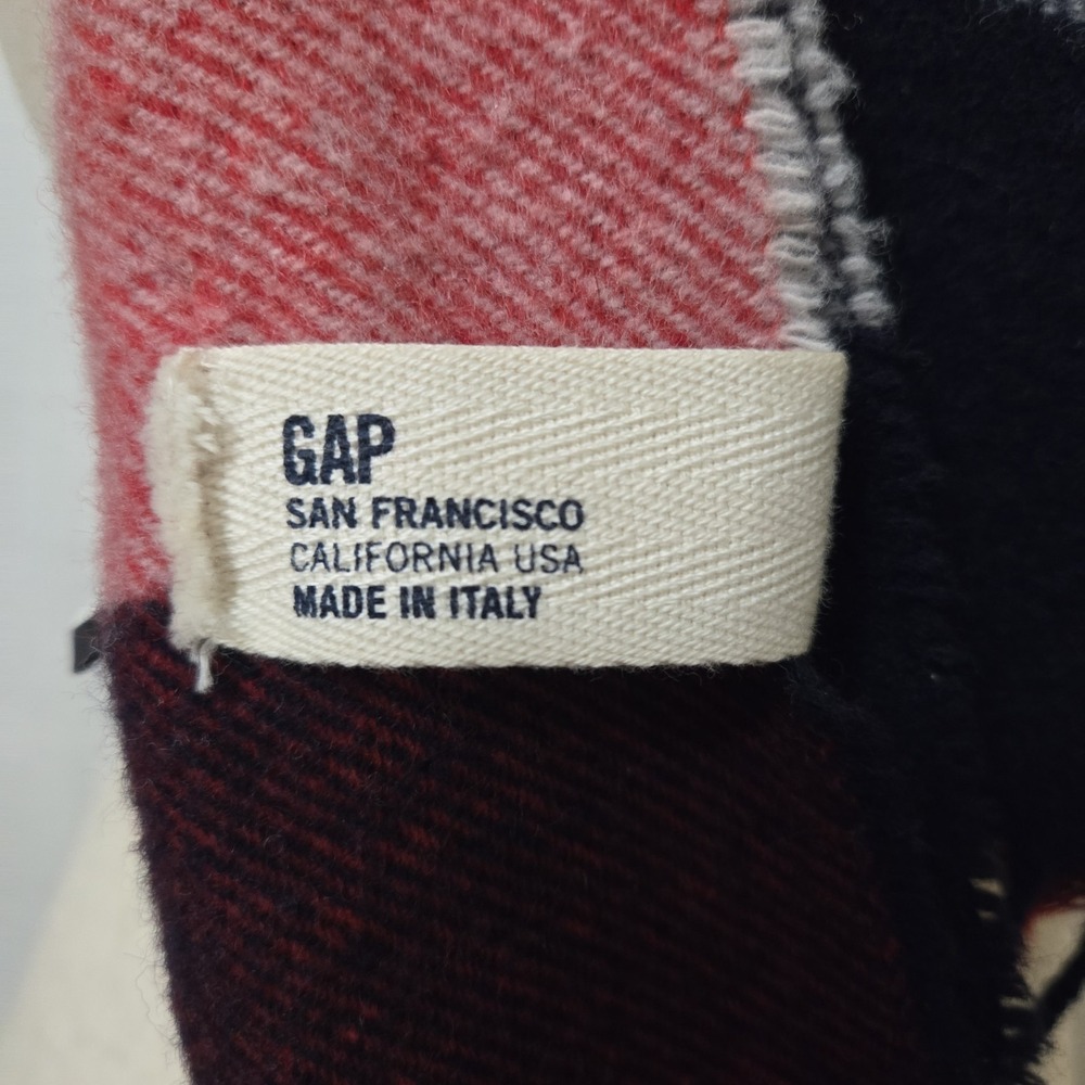 Gap Wool Blend Buffalo Plaid Scarf Fringe Patriotic San Francisco No 54023 66" - Picture 5 of 10